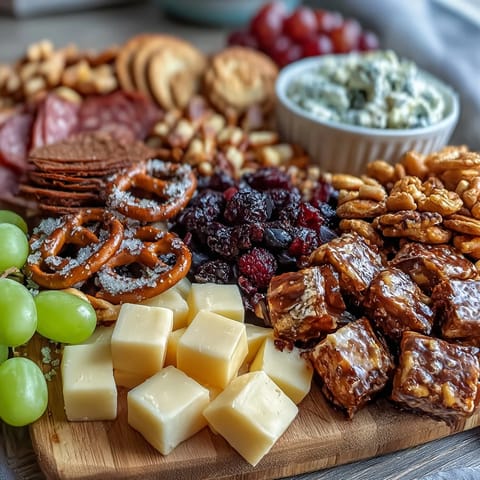 Vibrant grad party snack board overflowing with sweet and savory bites, perfect for celebrating graduates and delighting guests of all ages.