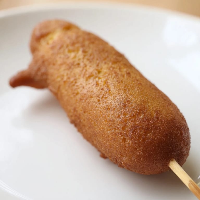 Perfectly fried corn dogs, served on sticks, offer a classic American fair food experience.