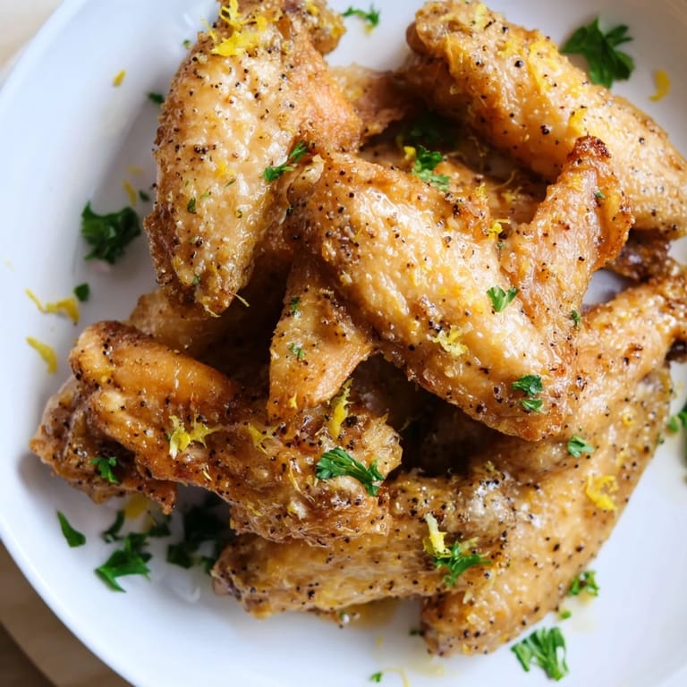 Tangy lemon pepper wings: a flavorful appetizer with a crispy exterior and juicy, tender chicken inside.