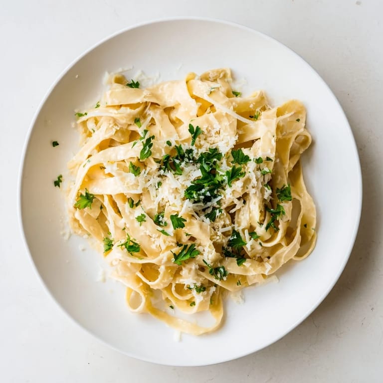 Close-up of Sriracha Honey Pasta showing glossy noodles, melted parmesan, and red pepper flakes on a rustic wooden table.
