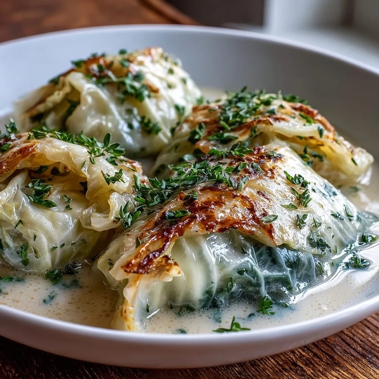 Warm Herby Cabbage in Parmesan Broth in a white bowl with crusty bread and a glass of white wine.