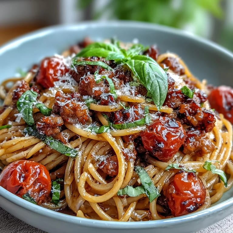 Hearty Italian Drunken Noodles tossed in a rich Chianti tomato sauce, garnished with Parmesan cheese.