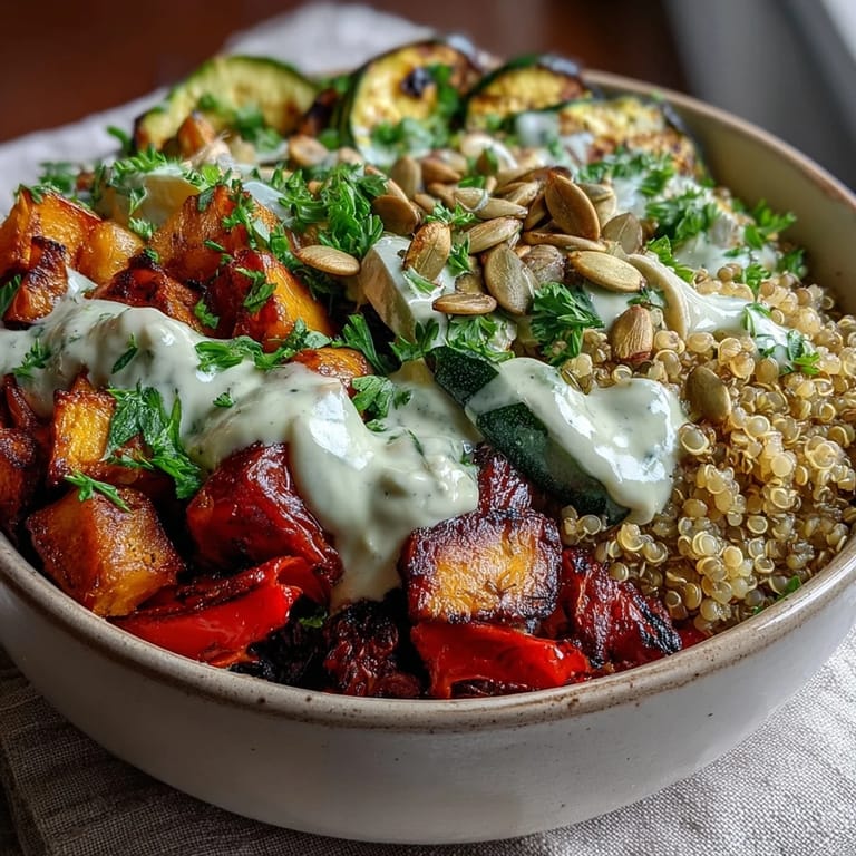 Ready-to-serve Lentil Power Bowl garnished with pumpkin seeds and parsley, perfect for a healthy vegan dinner.