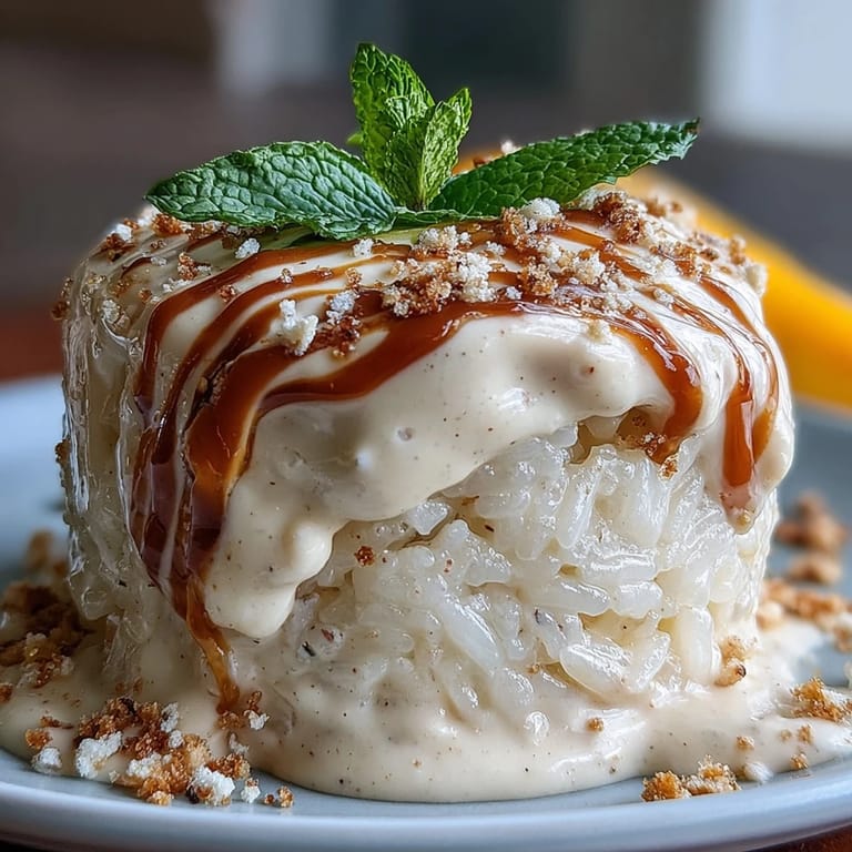 Individual cups of warm, sweet coconut sticky rice paired with juicy mango slices and a drizzle of rich coconut sauce for an elegant dessert.