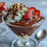 Elegant Dubai Chocolate Strawberry Cups with golden kataifi cups and creamy pistachio filling.