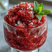 A frosty pink frozen strawberry lemonade slushie in tall glasses with fresh lemon slices and mint garnish.  